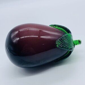 Studio Art Glass Hand Blown Purple Eggplant Figurine Paperweight 2.5”T 5”W